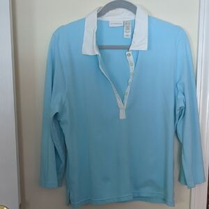 Liz Claiborne White and Blue Women's Top